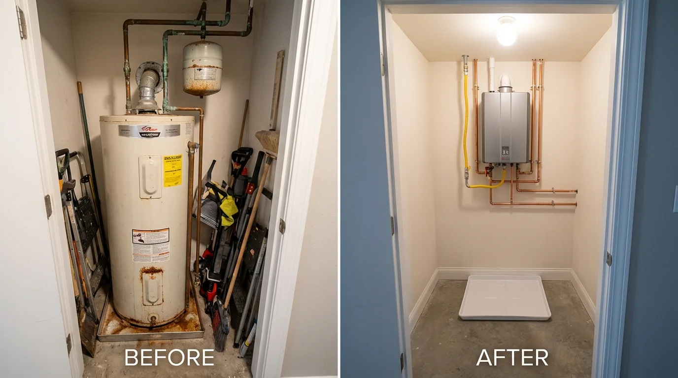 Tank water heater versus wall-mounted tankless unit comparison for Wink, TX homeowners