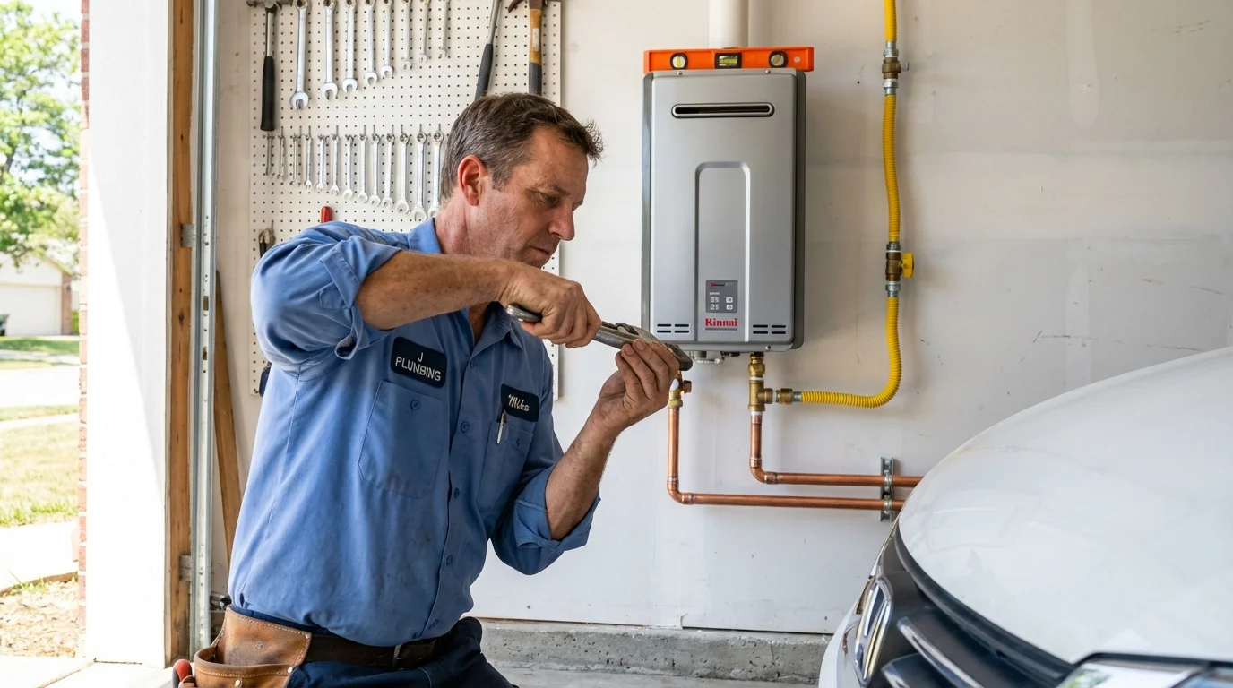 Tankless water heater installation by a Johns Plumbing LLC plumber in Wink